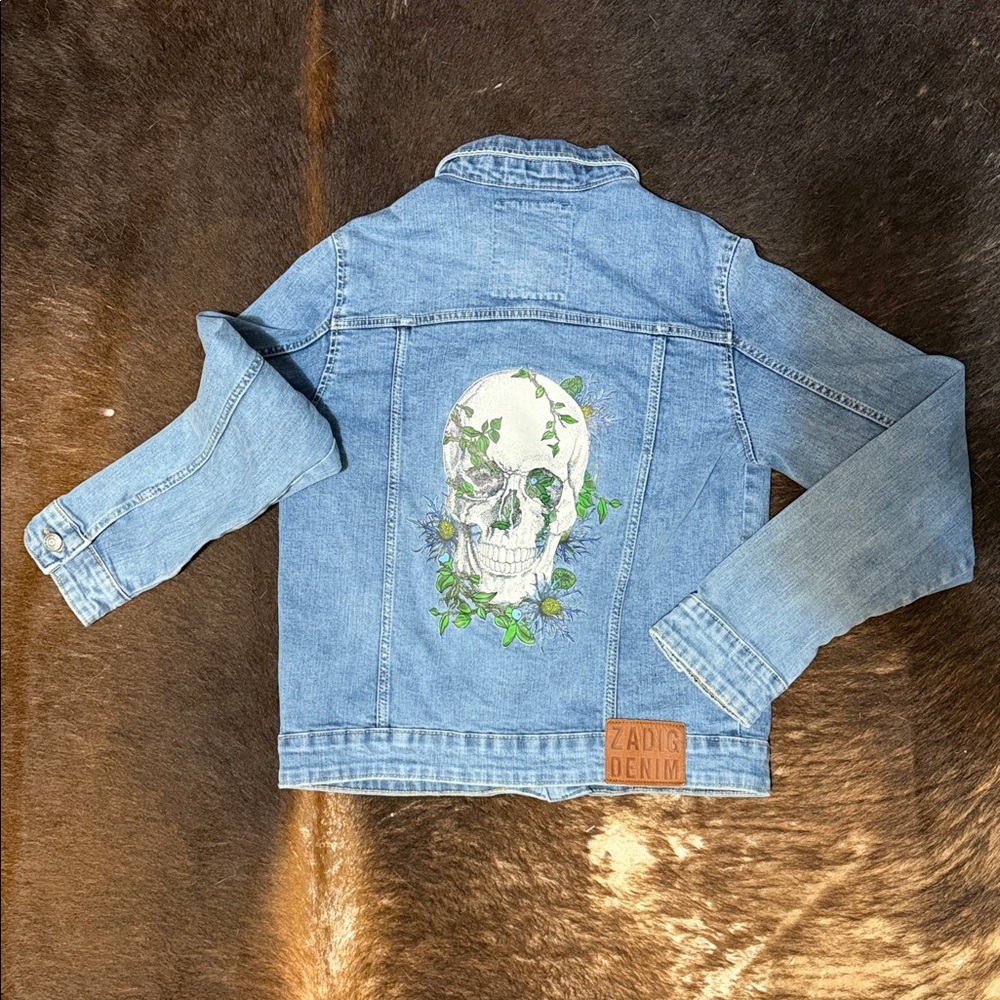 Zadig & Voltaire Light Blue Denim Jacket with Skull